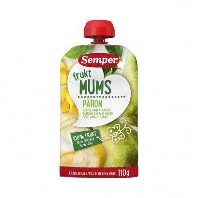 Puuvilja smuuti Fruktumus pirn,mango,banaan 3x110g tuutus 5-6.kuust Semper (1tuub-1,75eur)