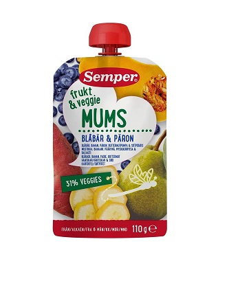Puuvilja smuuti Fruktumus pirni-mustika 3x110g tuutus 6.kuust Semper (1tuub-1,74eur)