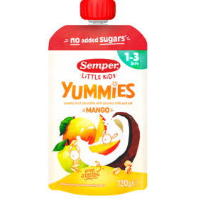 Yummies mango smuuti kaera ja kookospiimaga 1+aastast 3x120ml SEMPER (1tuub-1,79eur)