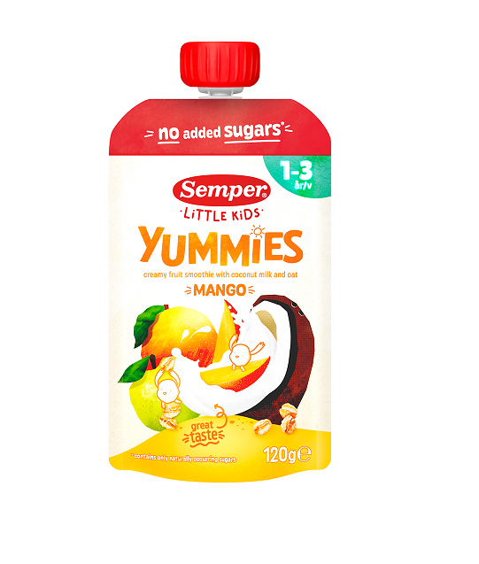 Yummies mango smuuti kaera ja kookospiimaga 1+aastast 3x120ml SEMPER (1tuub-1,79eur)