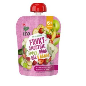 ICA I Love Eco Puuviljasmuuti Õuna,maasika,vaarika,banaani 90g 6+kuust