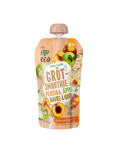 ICA I Love Eco Puuviljapudru virsiku,õuna,kaera ja odraga  120g  6+kuust