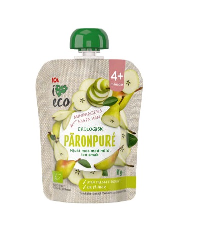 ICA I Love Eco Pirnipüree 3x90g (1tuub-1,49eur) 4+kuust