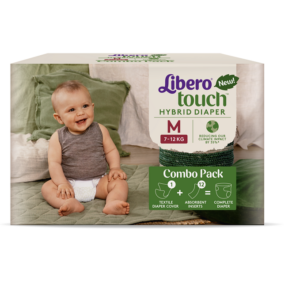 Libero Touch Hybrid Diaper korduvkasutatav riidestmähe 1tk+mähkme sisupadjad 12tk M suurus 7-12kg
