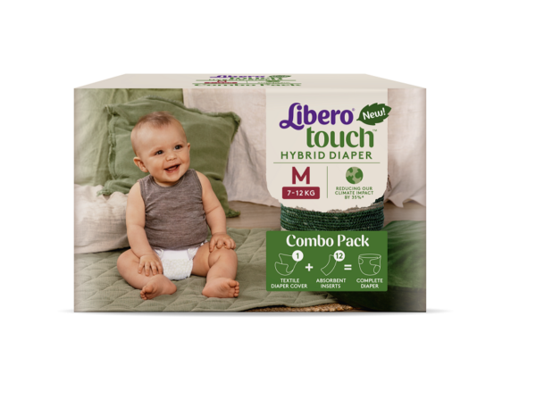 Libero Touch Hybrid Diaper korduvkasutatav riidestmähe 1tk+mähkme sisupadjad 12tk M suurus 7-12kg