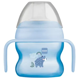 MAM Starter Cup 150ml joogitass sangadega 4+kuud alates,tilkumiskindel,sinine mõmmiga