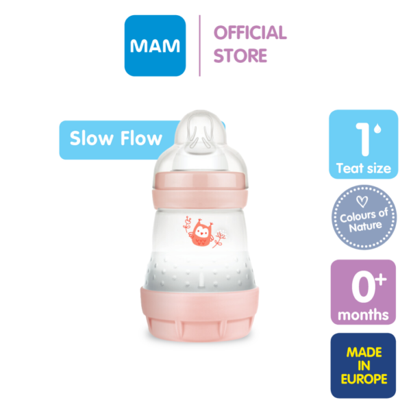 MAM ULTIVENT 80% Anti-Colic LUTIPUDEL 160ML 0+KUUD Roosa Öökull