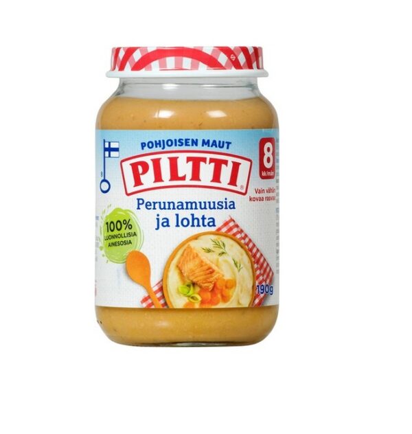 Piltti Kartulipuder lõhega 3x200g 8.kuust (1purk-2,24eur)