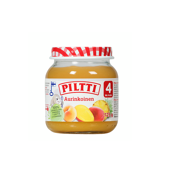 Piltti mango,aprikoosi ja ananssipüree 3×125 g, alates 4-elukuust (1purk-1,19eur)