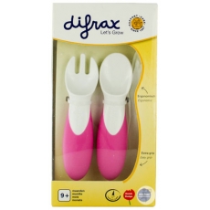 Difrax lusikas+kahvel roosa