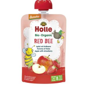 Õunapüree maasikatega Holle 6×100 g, alates 8-elukuust (1tuub-1,69eur) RED BEE