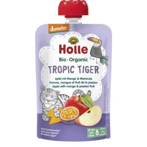 Õuna-mango passioniviljapüree Holle 6×100 g, alates 8-elukuust (1tuub-1,69eur) TROPIC TIGER