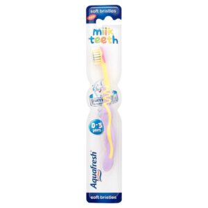 Aquafresh Mini hambahari 0-3 aastasele lilla/kollane