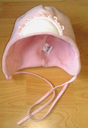 Fliismüts beebile roosa/valgega 44cm