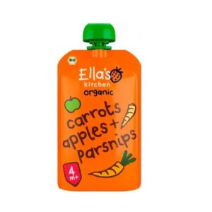 Ella´s Kitchen porgandi-õuna-pastinaagipüree 3x120g, öko, alates 4- elukuust (1tuub-2,57eur)