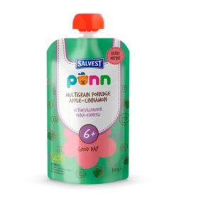 Salvest Põnn Ökoloogiline Mitmeviljapuder õuna-kaneeli HEAD PÄEVA 6+kuust 3x110g (1tuub-1,92eur)