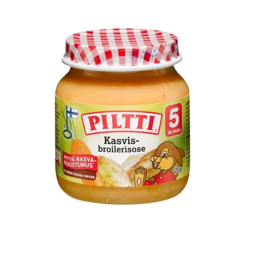 Piltti Köögivilja-kanapüree 3x125g 5.kuust (1purk-1,75eur) 5.kuust