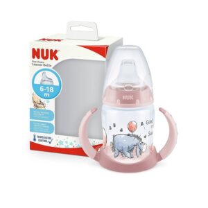ÕPPIMISPUDEL/Learner bottle NUK 150ML SANGADEGA ,temperatuurikontrolliga Disney Winnie the Pooh roosa 6-18kuud