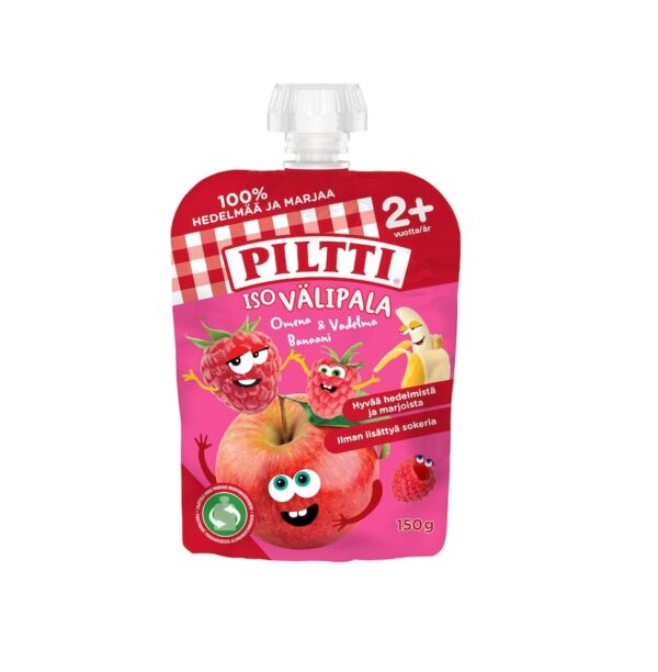 Piltti õuna-vaarika-banaanipüree 3×150 g, alates 2+aastast (1tuub-1,69eur)