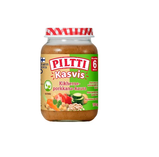 Piltti Piltti köögiviljadega kikerherne-porgandi-kaera beebitoit 6+kuud 3x190g Orgaaniline(1purk-2,45eur)