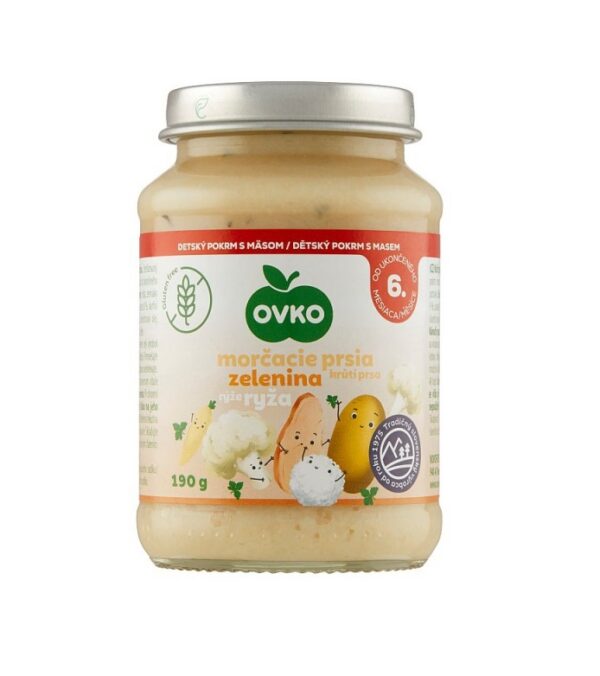OVKO beebipüree köögivilja,riisi ja kalkunirinnalihaga 2x190g 6+kuust (1purk-1,95eur)