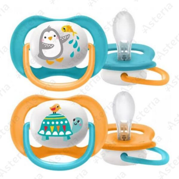 PHILIPS AVENT lutt ULTRA AIR ANIMALS, 6-18k, poisid, 2 tk meresinine pingviin/oranz kilpkonn