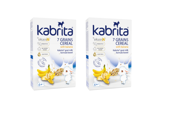 Kabrita 7-viljahelbe puder banaani ja kitsepiimaga alates 6 kuust, 2x180g (1pakk-9,98eur)