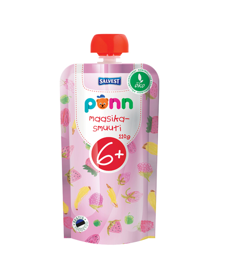 Salvest Põnn Ökoloogiline maasikasmuuti 3x110g 6+ (1tuub-1,82eur)