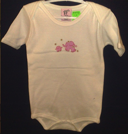 Body 90cm valge/ roosade elevantidega