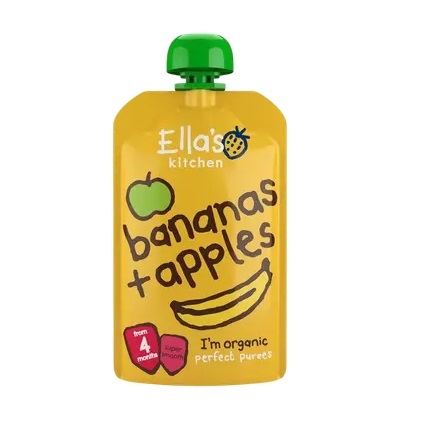 Ella’s Kitchen banaani-õunapüree mahe 3×120 g, öko, alates 4-elukuust (1tuub-1,79eur)