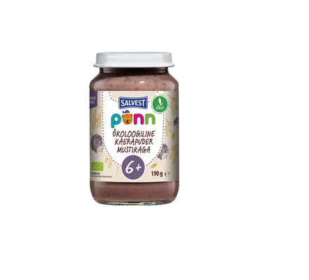 Salvest Põnn ÖKO Kaerapuder mustikaga , 3×190 g ,6-elukuust (1purk-1,95eur)