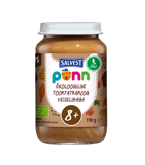 Salvest Põnn Põnn toortatraroog veiselihaga 3×190 g ,8-elukuust (1purk-2,89eur)