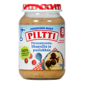 Piltti kartulipüree pohlade ja lihapallidega 3x190g, alates 8-elukuust (1purk-2,23eur)