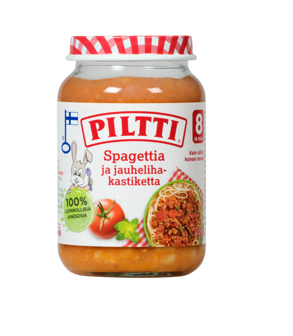 Piltti spaghettid hakklihakastmega 3x190g, alates 8-elukuust (1purk-1,99eur)