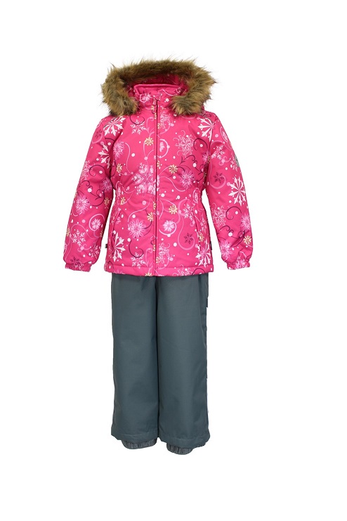 Tüdrukute komplekt 41950030 WONDER, 94263-fuksia mustriga/hall Huppa (98-134cm)