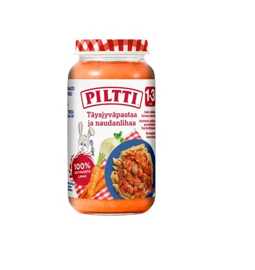 Piltti täisterapasta veiseliha 3x250g 1-3 aastasele (1purk-2,30eur)