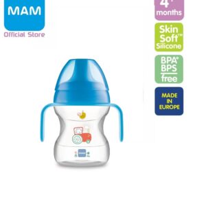 MAM Learn To Drink Cup 190ml joogitass sangadega 6+kuud alates,tilkumiskindel,sinine Traktoriga