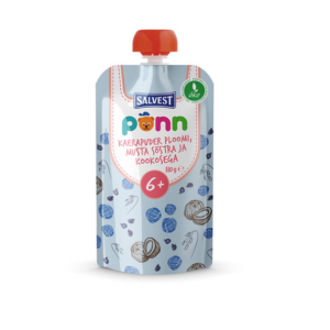 Salvest PÕNN Ökoloogiline Kaerapuder ploomi, musta sõstra ja kookosega 6+ 3×110 g (1tuub-1,92eur)