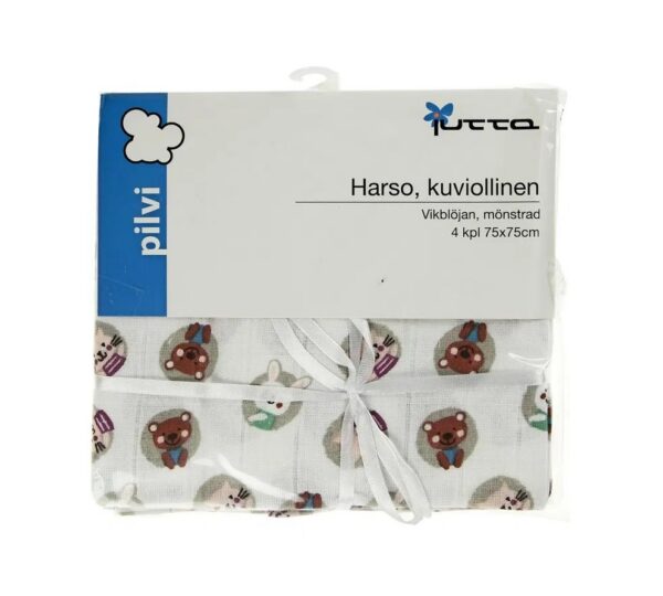 Marlimähe, 100% puuvill, 75x75cm Harso 4tk Looma piltidega ÖKOtext (1TK-2,05EUR)