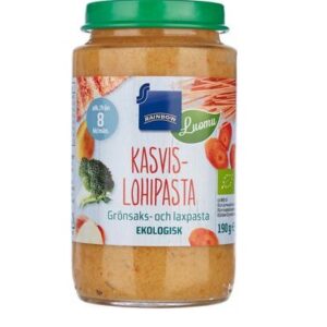 Rainbow köögivilja-lõhe mahepasta  3x190g 8-elukuust (1purk-1,60eur)