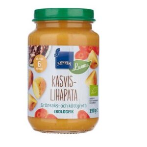 Rainbow köögivilja-liha mahepajaroog 3x190g 6-elukuust (1purk-1,30eur)