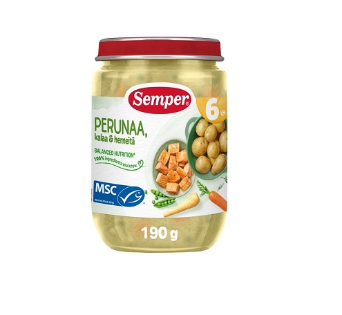 Semper  kartuli,kala ja herne püree 3×190 g, alates 6-elukuust (1purk-1.99eur)