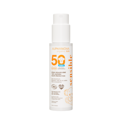 ALPHANOVA 100% looduslik mineraalfiltritega beebi päikesekaitsesprei õrn kaitse alates sünnist SPF50, 100g