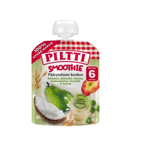 Piltti Smuuti pirn kookos 3×90 g, alates 6-elukuust(1tuub-1,20eur)
