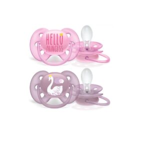 Avent Ultra Soft rõngaslutid DECO 6-18kuud,tüdrukule 2tk SCF223/02  steriliseerimiskarbiga