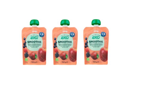 Coop smoothie õuna-mustika-maasika-põldmarja-vaarika 3x150g 1,5+aastasele (1tuub-0,99eur)