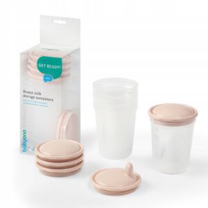 BabyOno toidu säilitusnõud 200ml 4 tk + joogiotsik roosa