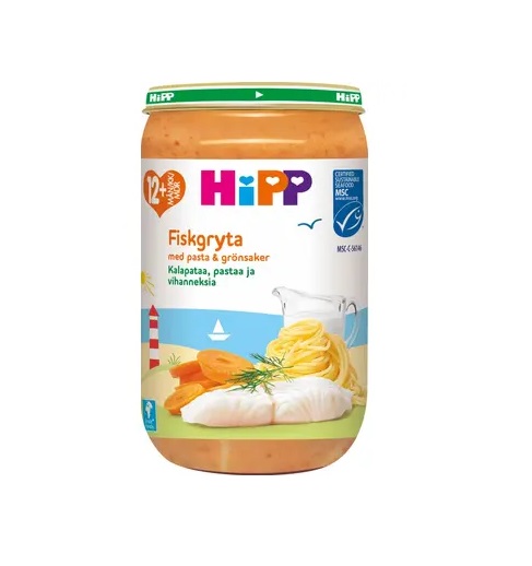 HiPP kalapada pasta ja köögiviljadega ÖKO  3x250g Hipp  12.kuust  (1tk-2,49eur)