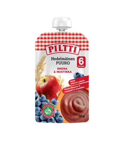 Piltti puder õuna-mustika 3×110 g, alates 6-elukuust (1tuub-1,20eur)