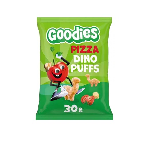 Goodies Dino Puffs Pizza snäkid 30g 3+aastasele
